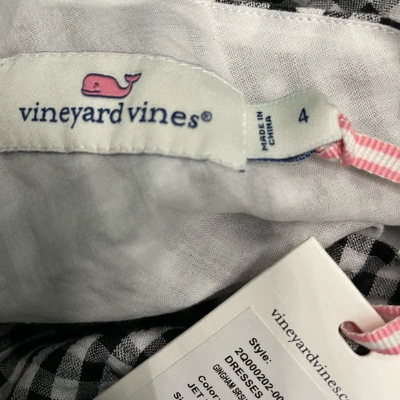 NWT Vineyard Vines Gingham Dress One Shoulder Black and White - Picture 4 of 6